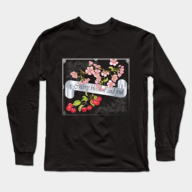 Vintage Cherry blossom and fruit Long Sleeve T-Shirt by KrasiStaleva